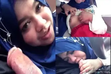 Blowjob Tante Jilbab di Mobil
